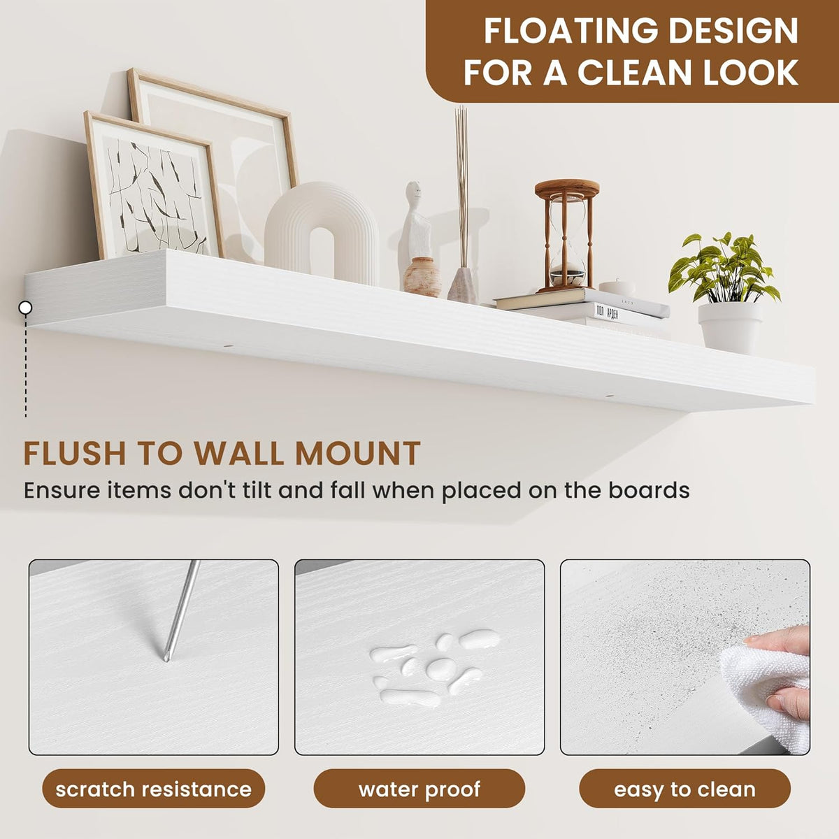 fuqing Floating Shelves for Wall, Bathroom Shelf Wall Mounted for Storage, Shelves with Invisible