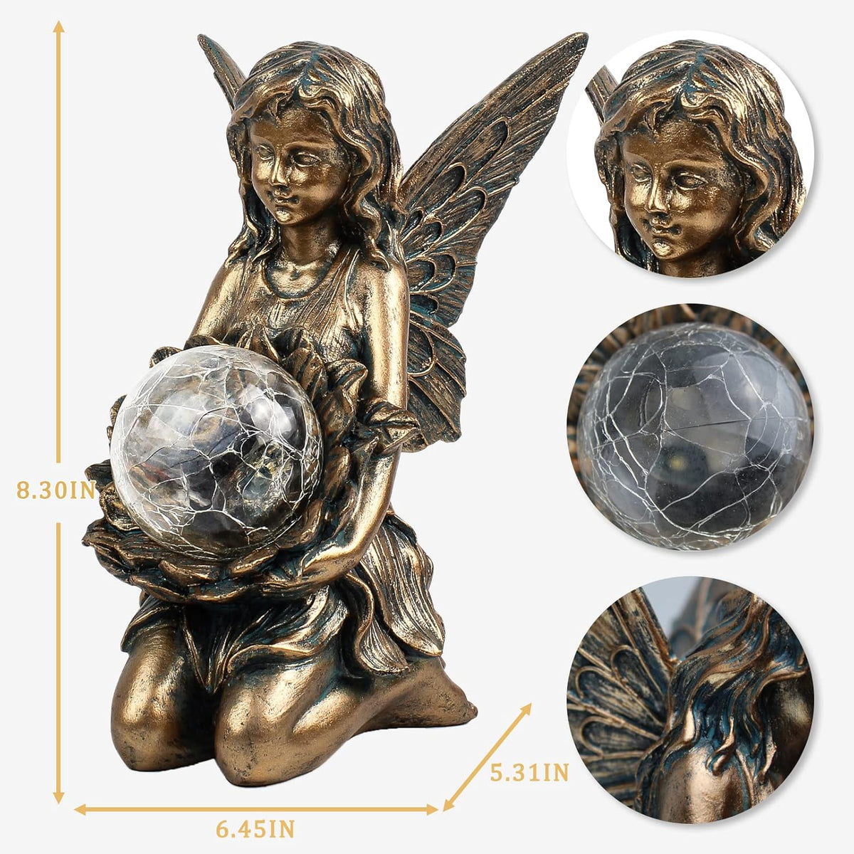 Garden Statues Outdoor Flower Fairy Decor,Solar Powered Outdoor Resin Statues-Patio Lawn Yard