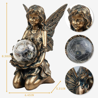 Garden Statues Outdoor Flower Fairy Decor,Solar Powered Outdoor Resin Statues-Patio Lawn Yard