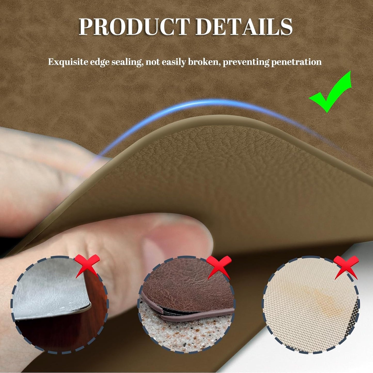 BLESWIN Faux Leather Placemats, Set of 6, 12×17 Inch -Double Side Texture Color Table Mats