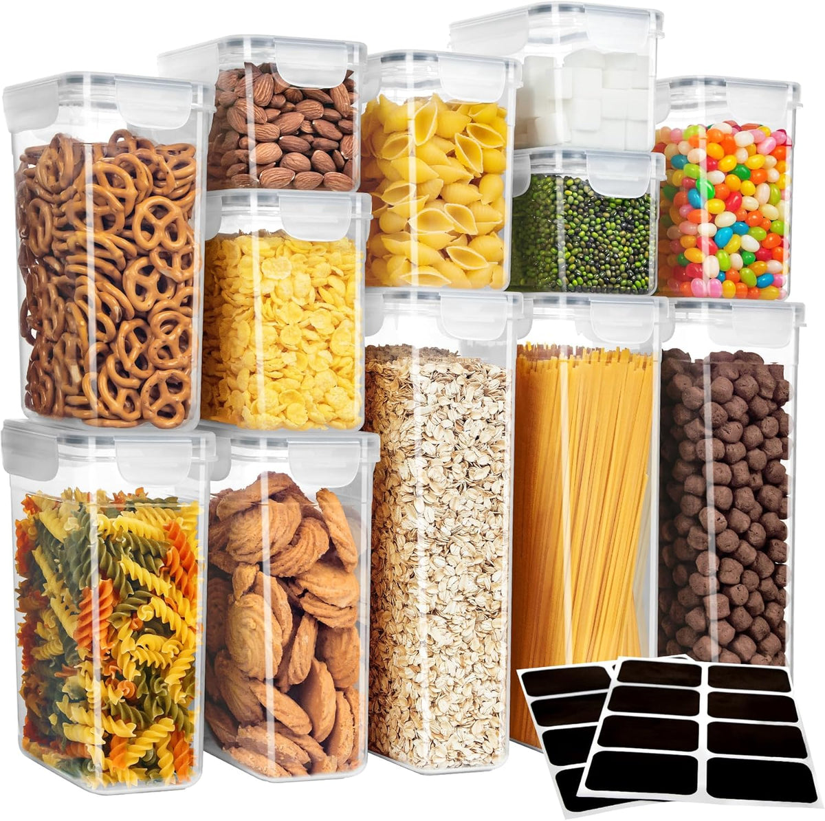 MR.SIGA 16 Pack Airtight Food Storage Container Set, BPA Free Kitchen Pantry Organization, Kitchen