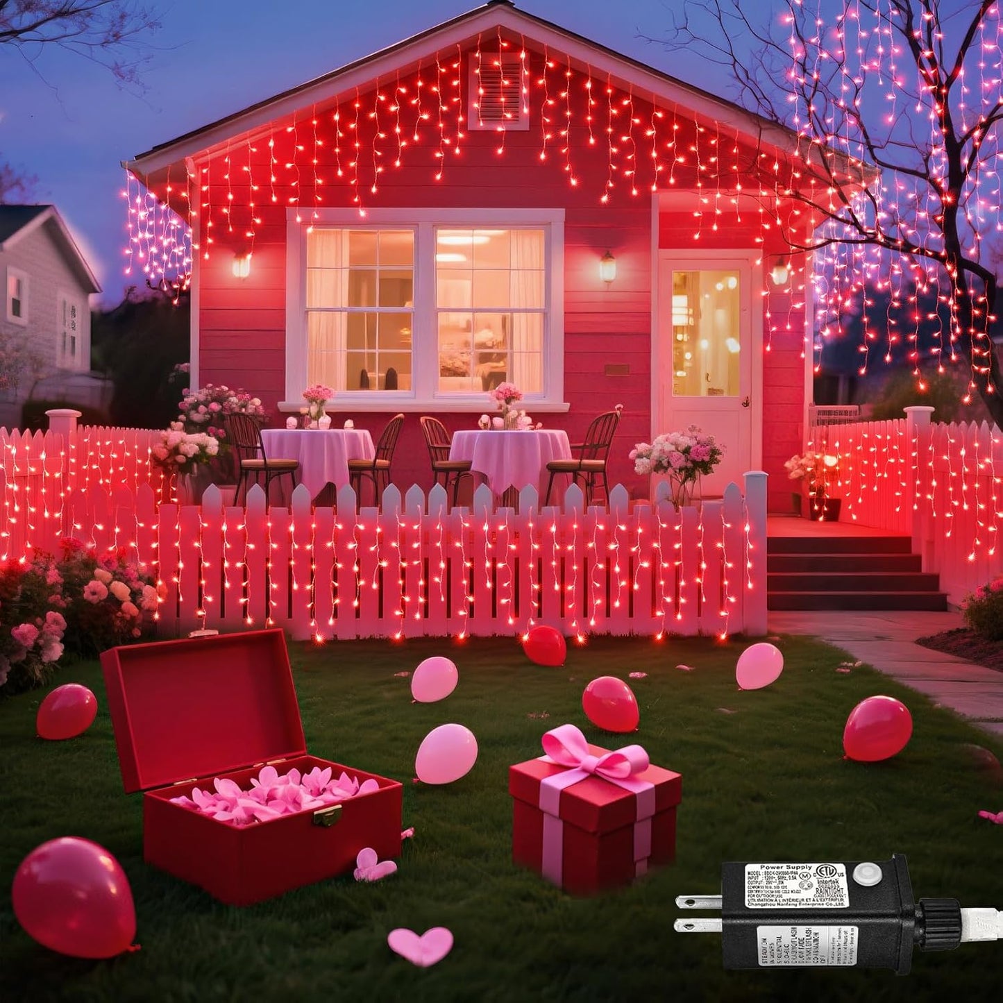 Red Christmas Lights Outdoor, 33ft 400 LED Icicle Lights for Outside Clear Wire Connectable Twinkle