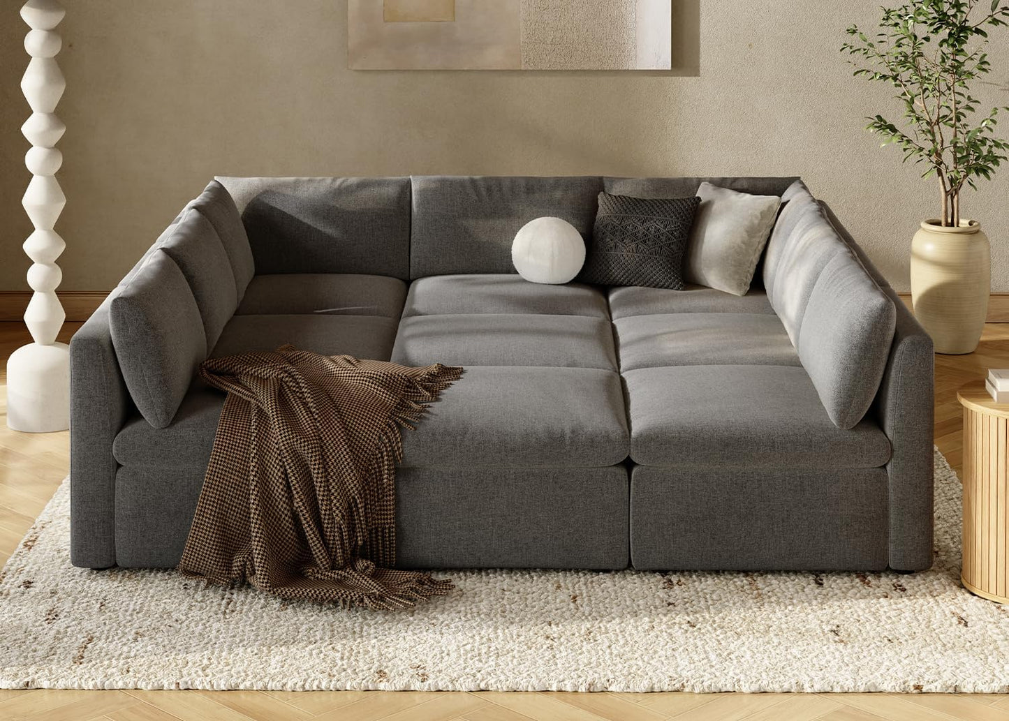 mopio Oversized Modular Sectional Sofa with Fully Removable Covers and Storage, Convertible U