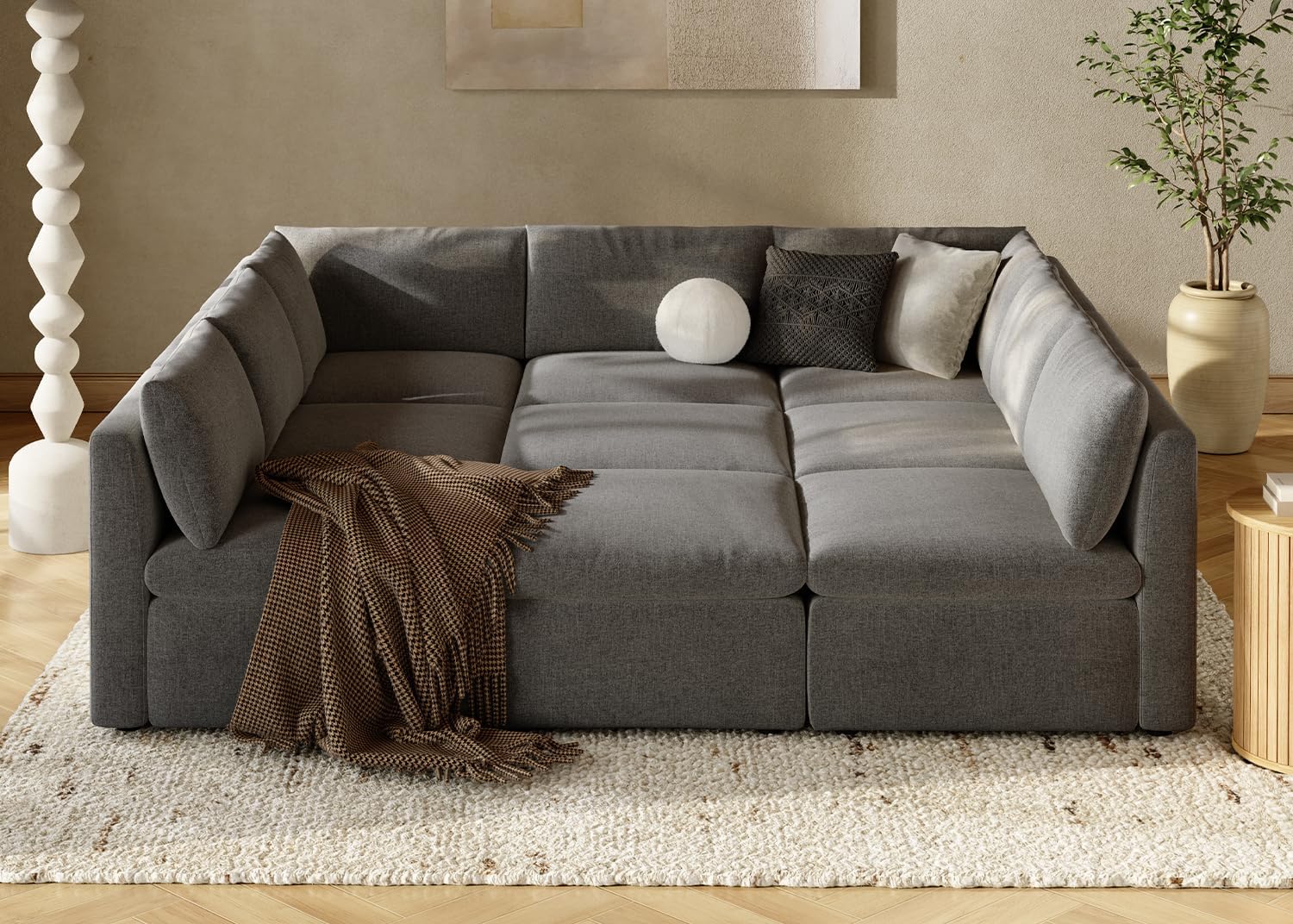 mopio Oversized Modular Sectional Sofa with Fully Removable Covers and Storage, Convertible U
