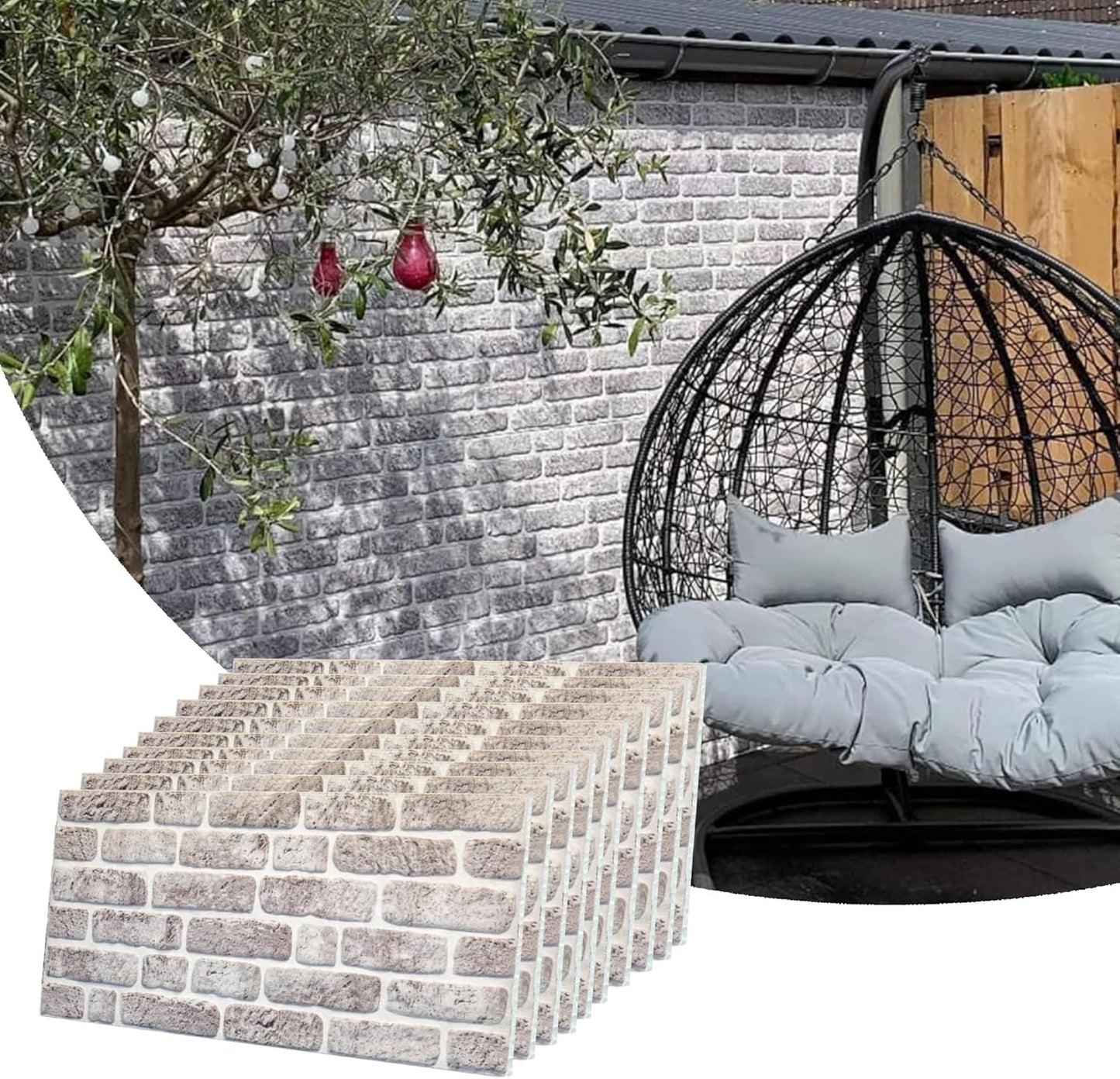 Dundee Deco 3D Wall Panels Faux Brick - Cladding, White Grey Stone Look Wall Paneling, Styrofoam