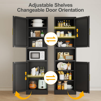 Tall Narrow Storage Cabinet 66.93" H Tall Bathroom Cabinet Metal Pantry Cabinets, 4 Adjustable