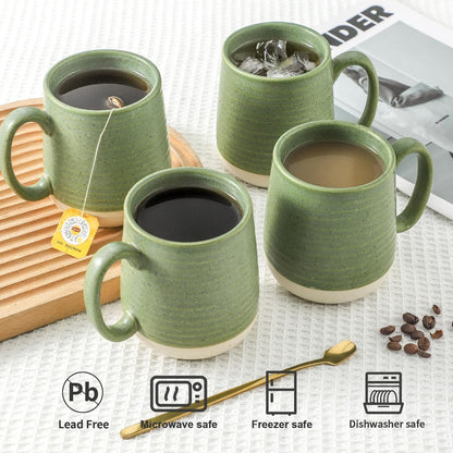 Hasense Porcelain Coffee Mugs Set of 4, 15 Oz Large Coffee Cups, Latte Cup with Handle, Tea Mugs