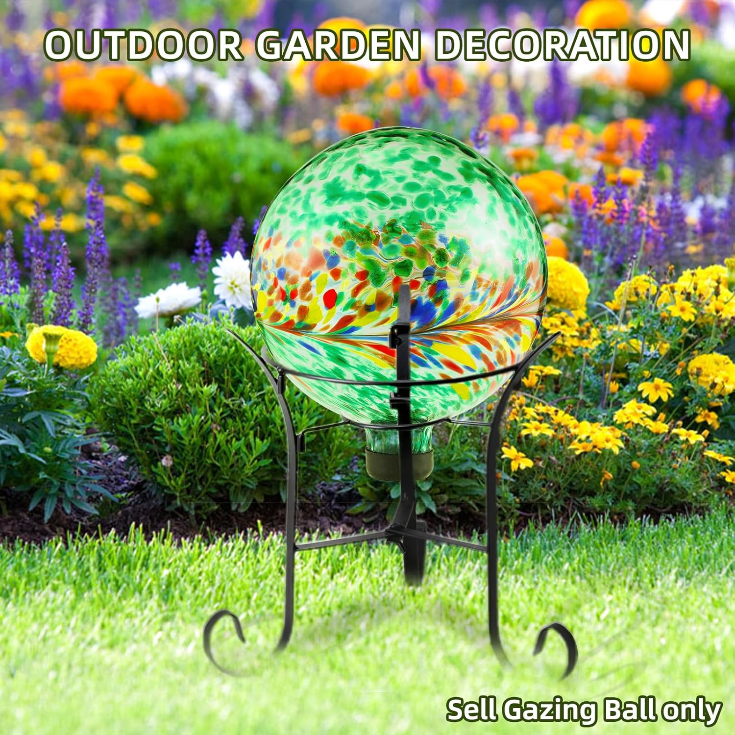 VOREEN 10-Inch Glass Gazing Ball, Outdoor Gazing Globe, Reflective Ball Yard Decoration for Homes
