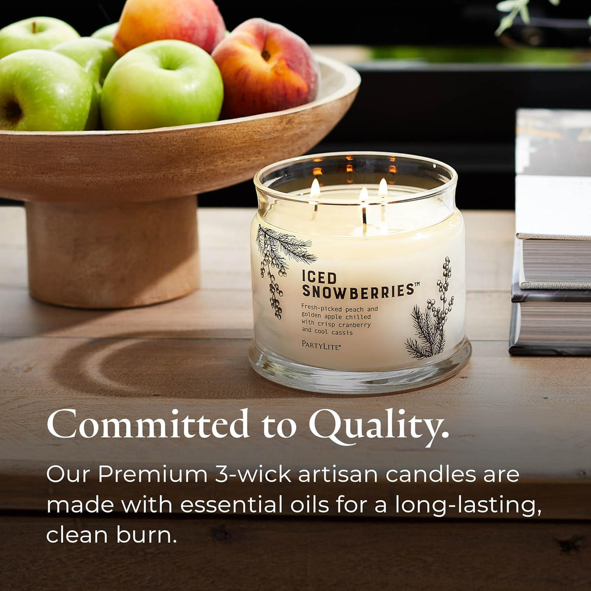 PartyLite Iced Snowberries Scented, Notes of Apple, Cassis, Cranberry, Peach, Strawberry, Berry