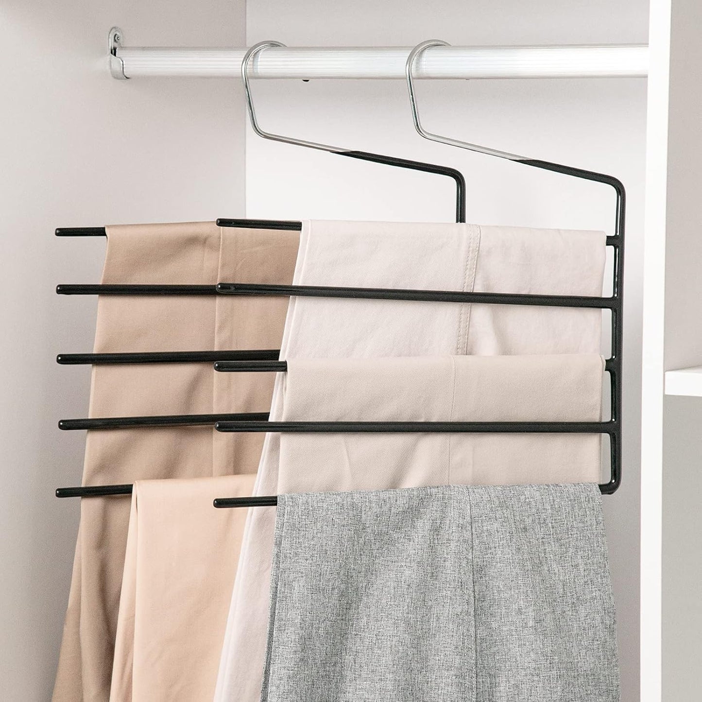 Nature Smile Pants Hangers 3pack, Heavy Duty Multi Layers Space Saving Slack Hangers,Non Slip 5
