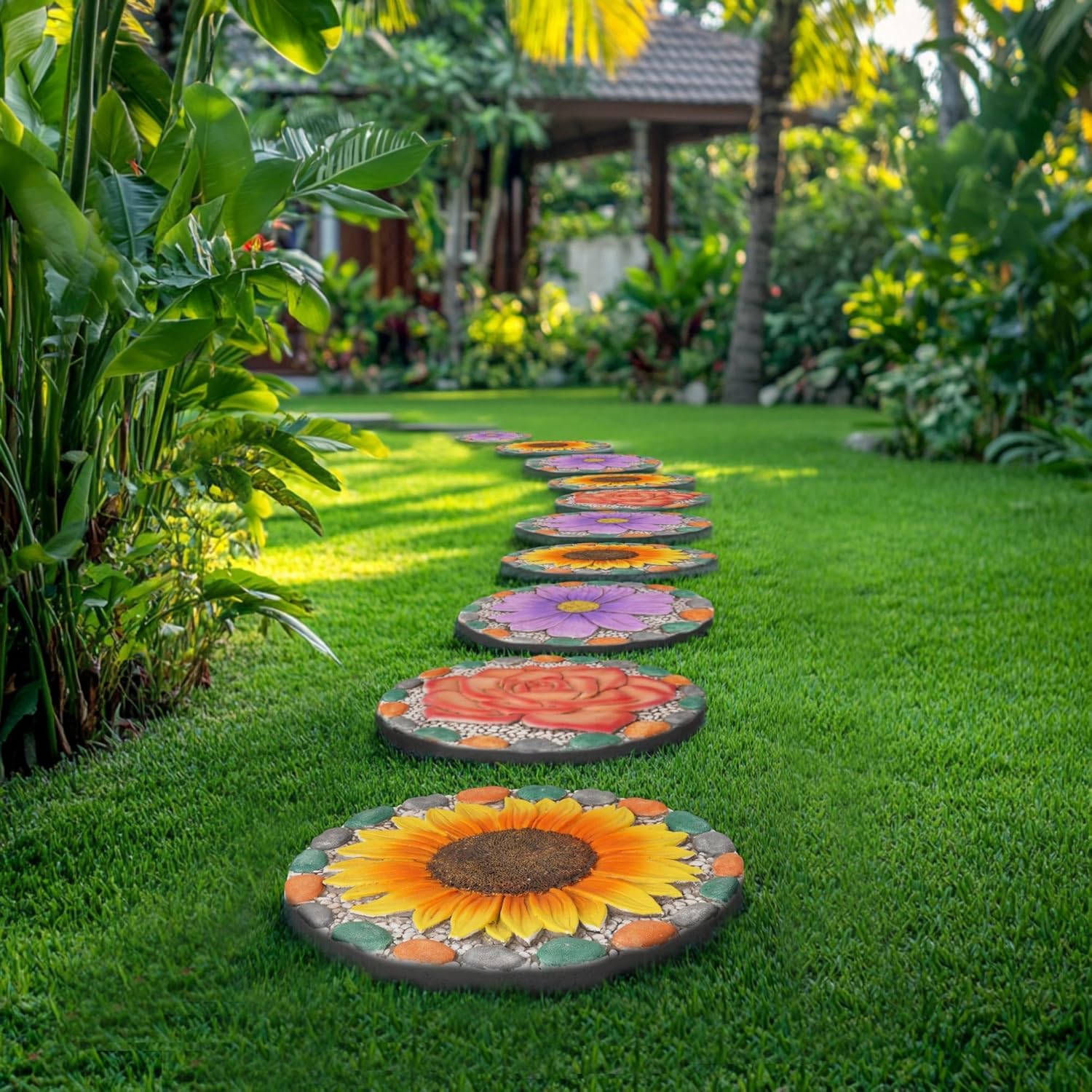 Outdoor Garden Decor Stepping Stones - Outside Garden Yard Decorative Stones Gifts for Women Garden