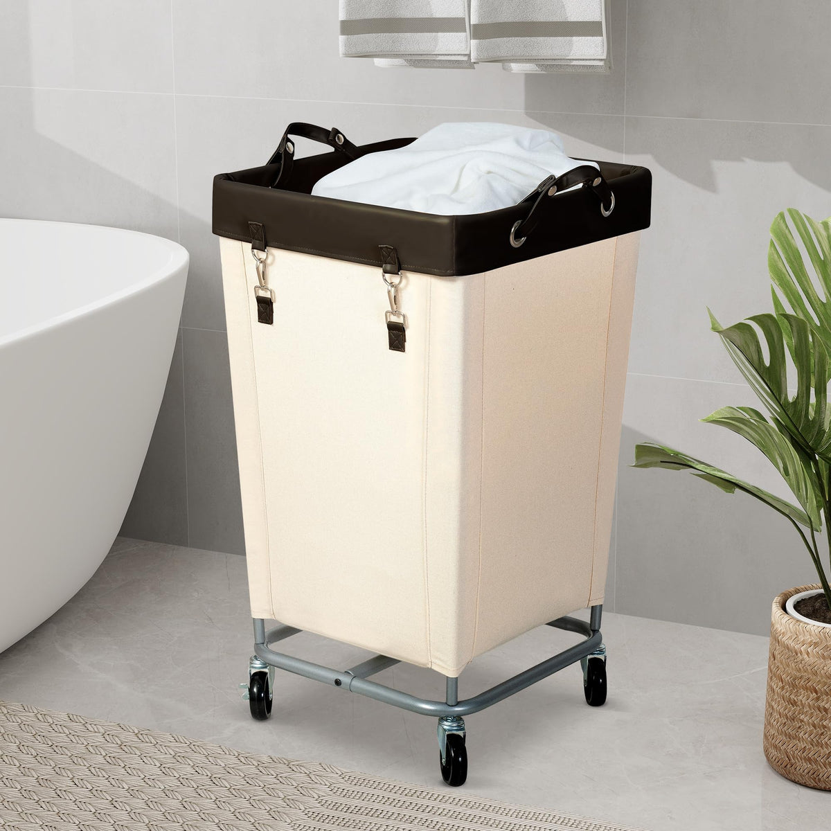 STO STO Laundry Hamper with Wheels, 160L Rolling Laundry Sorter Cart with Heavy Duty Steel Frame
