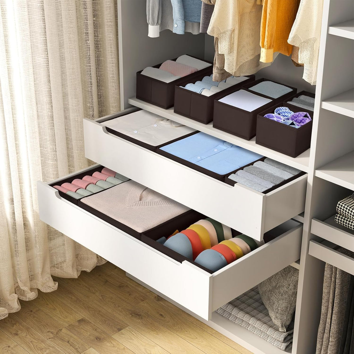 DIMJ Drawer Organizer 15 Pack - Foldable Baby Organizers and Storage & Dresser Organizer for