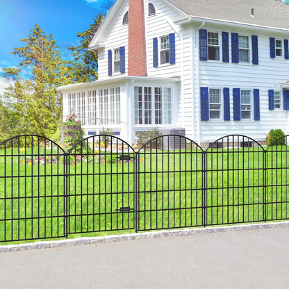 Metal Garden Fence with Gate 36in (H) x 11.7ft (L), 1 Gate+ 4 Panels Dog Fence Border Fence Animal