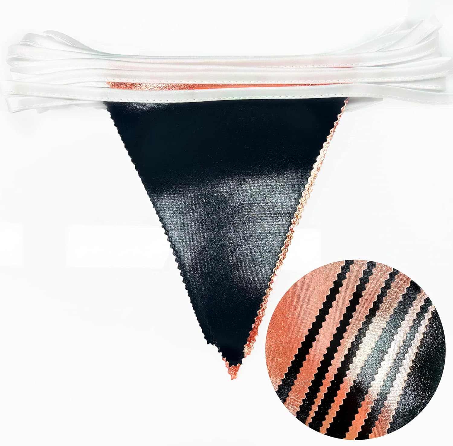 Black Rose Gold Party Decorations Triangle Pennant Banner Flag Rose Gold Black Metallic Fabric