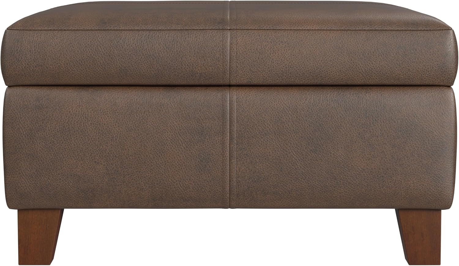 HomePop Home Decor |K2380-E910 | Luxury Large Faux Leather Square Storage Ottoman | Ottoman with