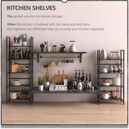 4NM No Assembly Foldable Bookshelf, 5-Shelf Collapsible Bookcase Storage for Small Spaces, 62.2" H