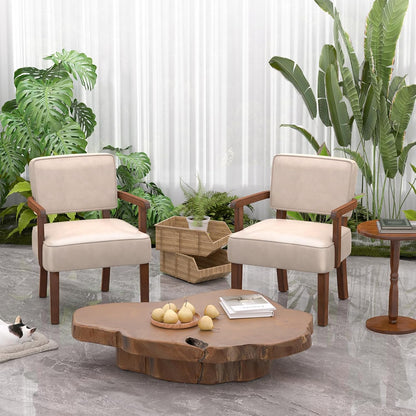 Accent Chair Set of 2 with Table, PU Leather Chair for Living Room Oversized Armchair with Soft