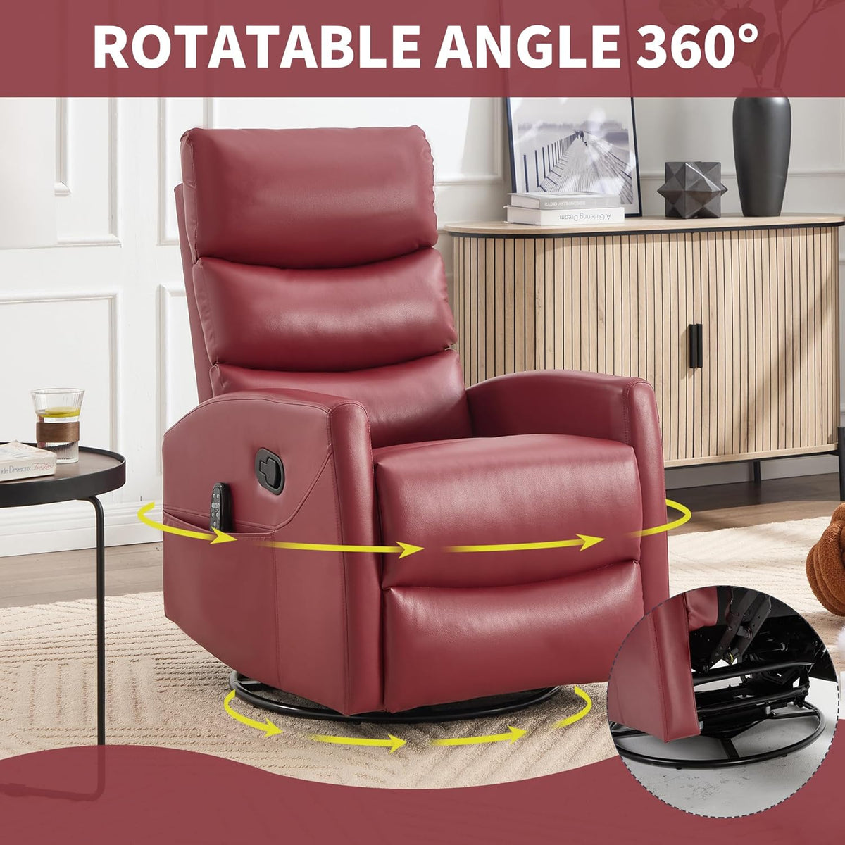 Manual Swivel Rocker Recliner Chair for Adults, Overstuffed Reclining Glider Chair for Nursing with