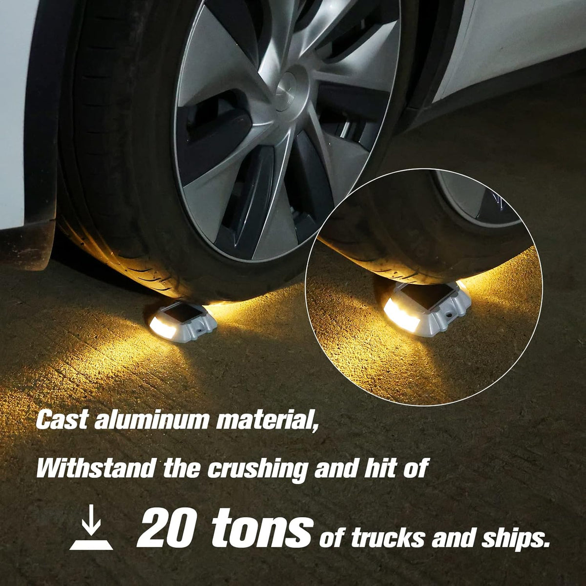 Solar Deck Lights Driveway Dock Lights, VOLISUN 8-Pack Led IP67 Waterproof Outdoor Warning Step