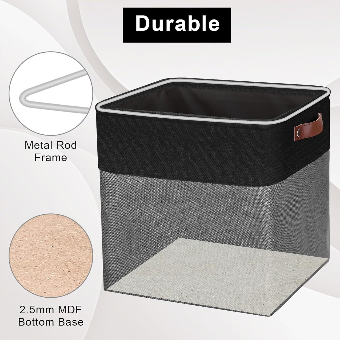 13x13 Cube Storage Bins, Collapsible Fabric Storage Box, 4 Pack Closet Baskets with Handles for