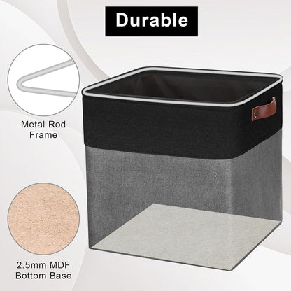 13x13 Cube Storage Bins, Collapsible Fabric Storage Box, 4 Pack Closet Baskets with Handles for