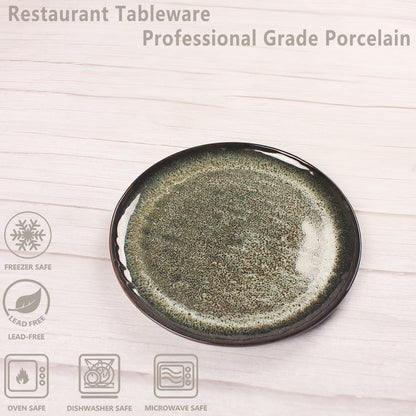 Ceramic Dinner Plates Dish Set,Set of 4,for Lunch snacks -Microwave Oven & Dishwasher Safe,Scratch