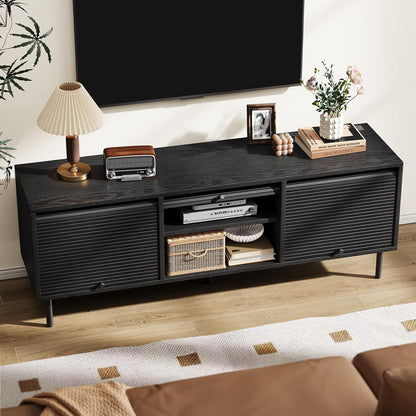 59 Inch TV Stand with Power Outlet for TVs up to 65 Inch, Entertainment Center with Storage