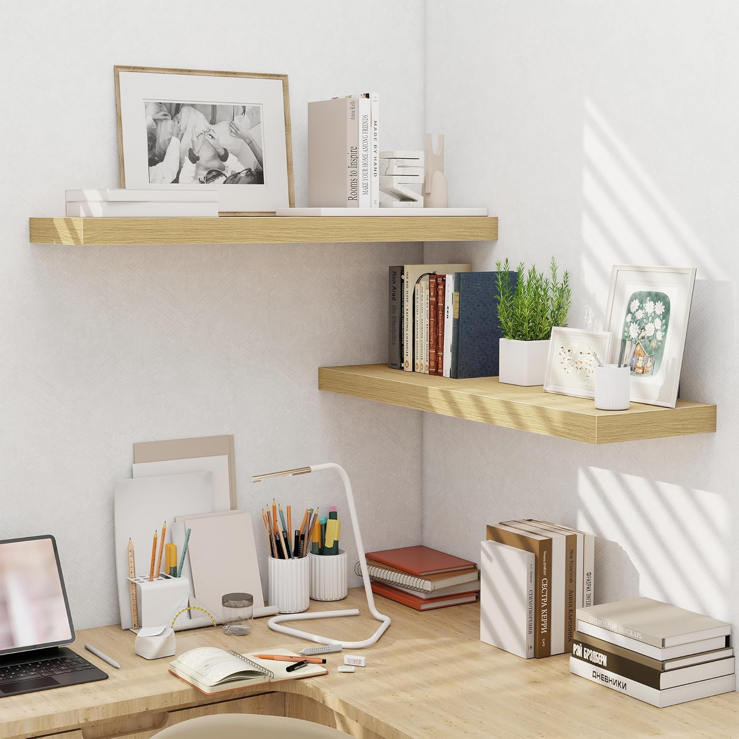Fun Memories Floating Shelves for Wall 36 Inches, Wood Shelves with Invisible Bracket, 10" Deep