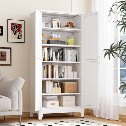Kitchen Pantry Storage Cabinet with Doors and Adjustable Shelves, Metal ClosetMaid Food Pantry
