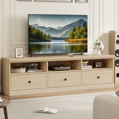 IDEALHOUSE 70in TV Stand for TVs up to 80", Mid Century Modern Entertainment Center with Storage