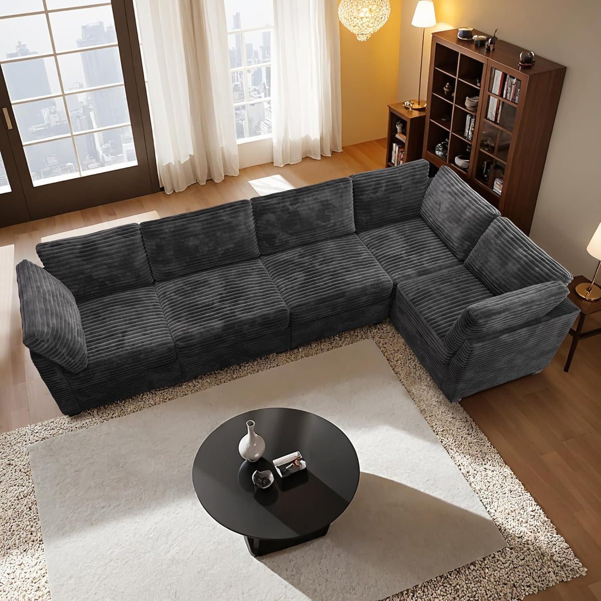 HOOOWOOO Modular Sectional Sofa,5 Pieces Sectional Couches for Living Room,131X66 L Shaped Cloud