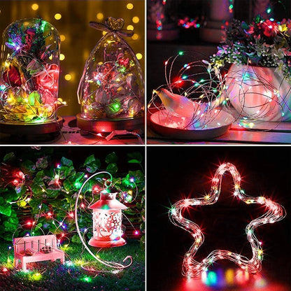 4-Pack Multicolor Christmas Fairy Lights Battery Operated with Timer, Waterproof 16FT 50 LED String