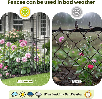 5 Panels Decorative Garden Fence with U-Shape and Latch Gate, 39.51in (H) X 11.54ft (L) Dog Fence