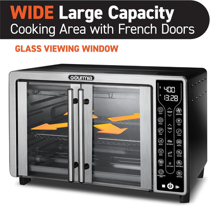 Gourmia Toaster Oven Air Fryer Combo 17 cooking presets 1700W french door digital air fryer oven