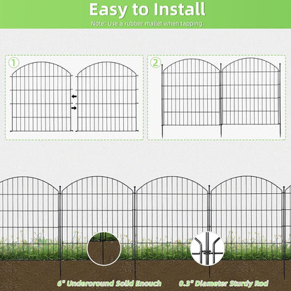 Decorative Garden Fence 32in (H) x12ft (L), 5 Pack No Dig Fence Animal Barrier for Dog with Lock