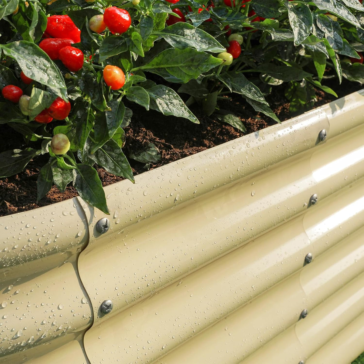 Land Guard 18“ Tall Outdoor Metal Raised Garden Bed, Oval Deep Root Planter Box for Vegetables