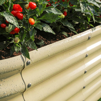 Land Guard 18“ Tall Outdoor Metal Raised Garden Bed, Oval Deep Root Planter Box for Vegetables