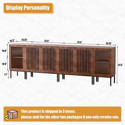 Farmhouse TV Stand for TVs up to 100 Inch, Entertainment Center TV Console with Storage Cabinets