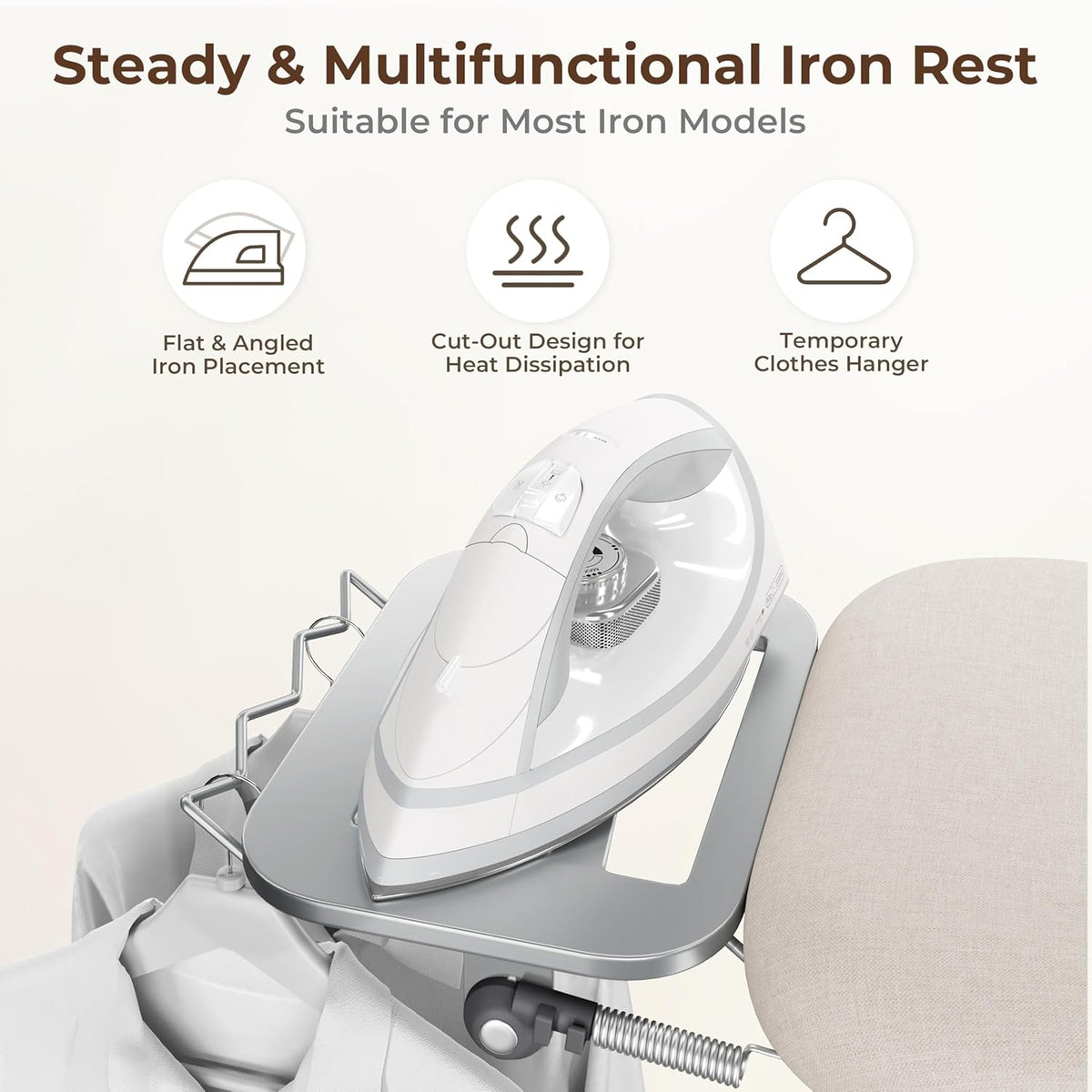 Yaheetech Ironing Board, Compact Iron Board with Cord Holder, Steam Iron Rest and Bottom Storage