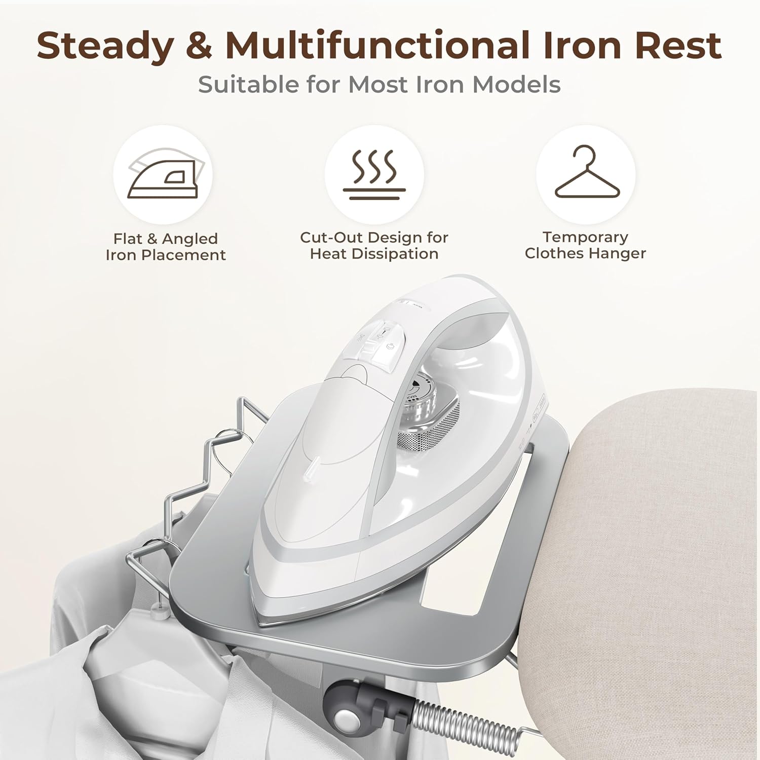 Yaheetech Ironing Board, Compact Iron Board with Cord Holder, Steam Iron Rest and Bottom Storage