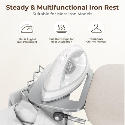 Yaheetech Ironing Board, Compact Iron Board with Cord Holder, Steam Iron Rest and Bottom Storage