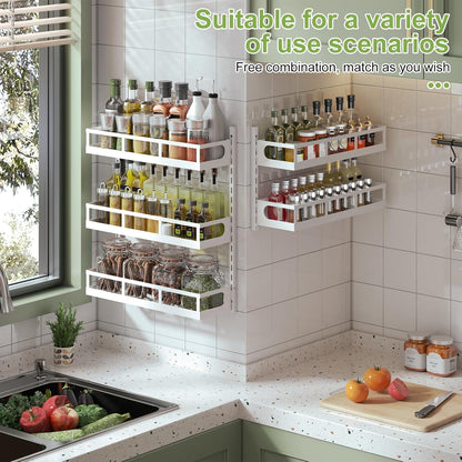 X-cosrack Wall Mount Spice Rack Organizer 5 Tier Height-Adjustable Hanging Spice Shelf Storage for