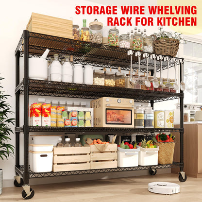 PeacefulHues 71.8" H Storage Shelves 4-Tiers Heavy Duty Metal Shelving Unit with Wheels, 2640LBS