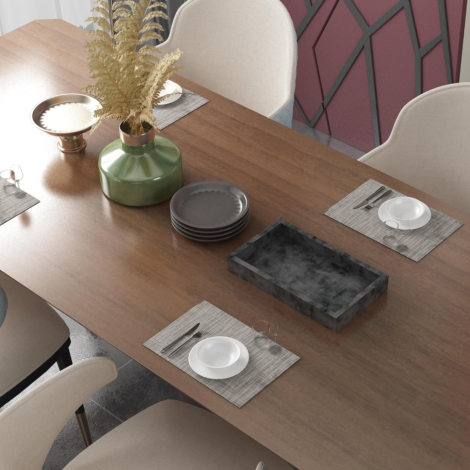 CADONO Placemats Set of 4 Washable Indoor/Outdoor Vinyl Place Mats for Dining Table Durable