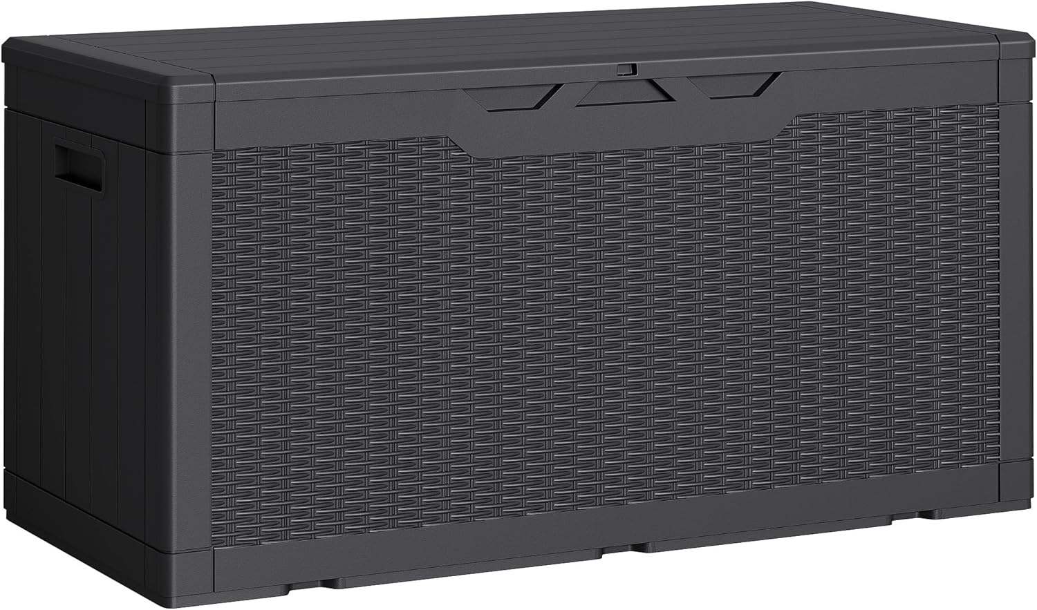 Greesum 100 Gallon Resin Deck Box Lockable Large Outdoor Storage Boxes for Garden Tools, Patio