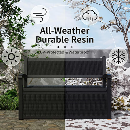 80 Gallon Storage Bench Deck Box Waterproof Lockable,Outdoor Storage Furniture for Patio,Garden and