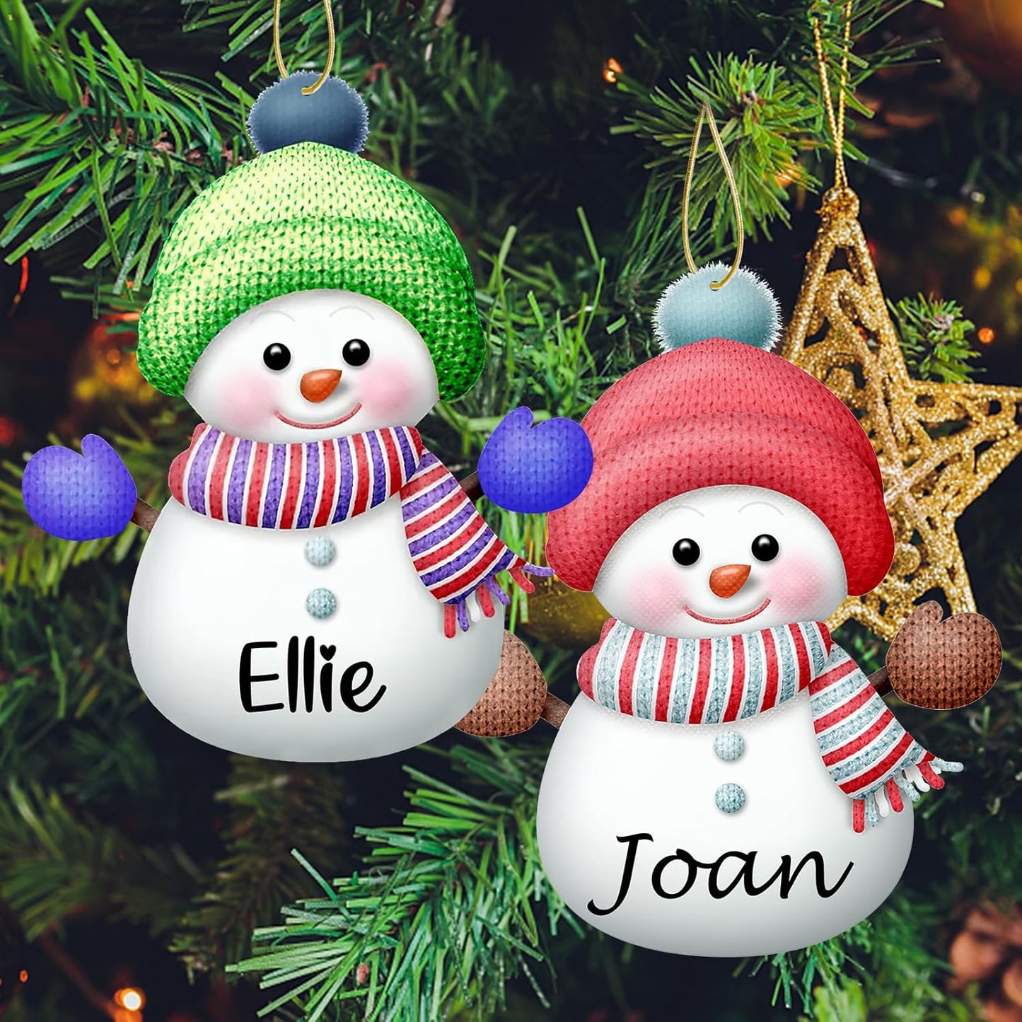 Personalized Christmas Ornaments with Names Snowman Custom Family Ornament Customized Xmas Tree