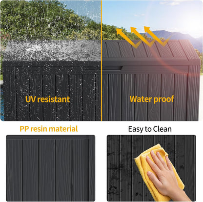 80 Gallon Outdoor Storage Box Waterproof Lockable Resin Deck Box Large, Patio Storage Bin for Pool