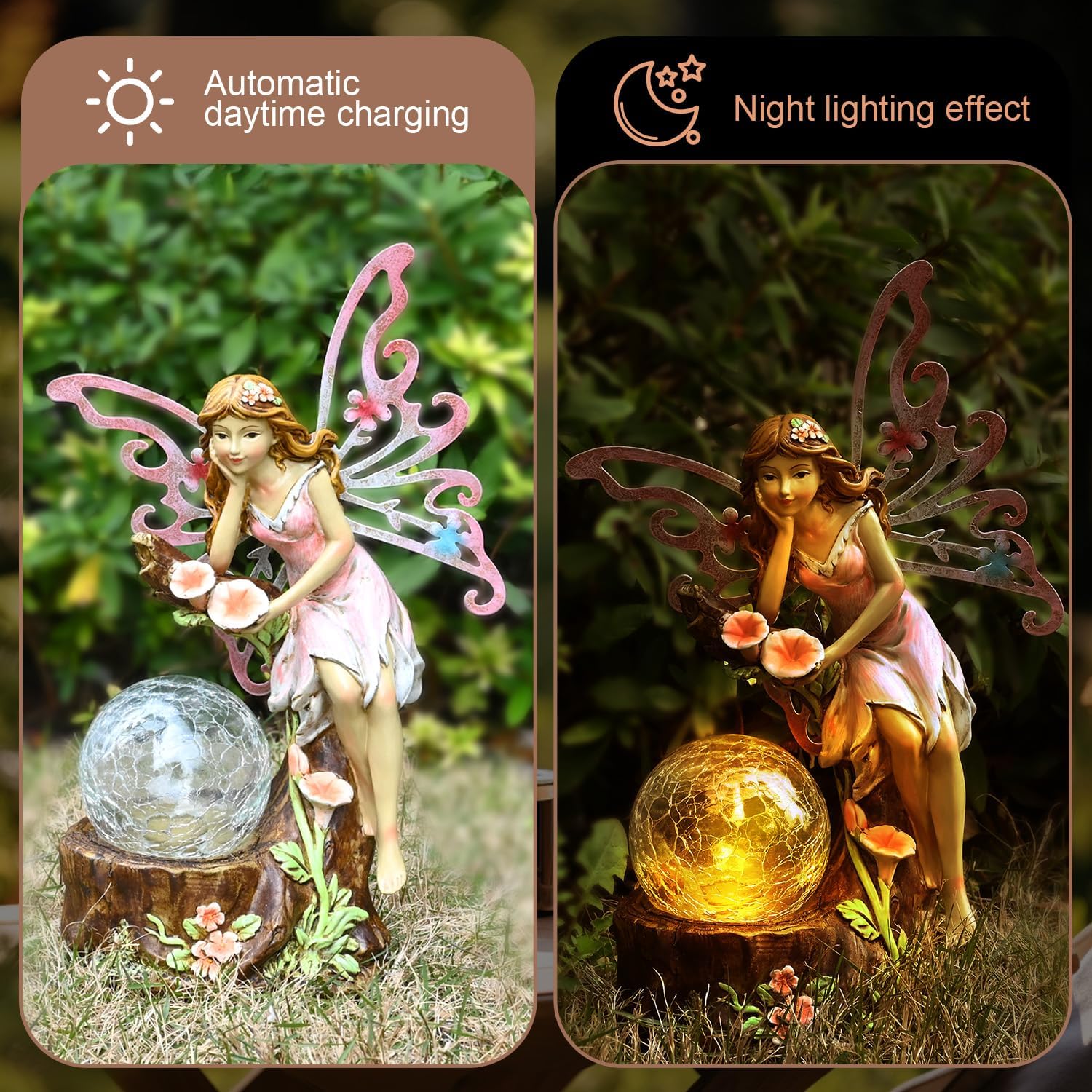 Garden Fairy Statue Outdoor Decor-Solar Flower Fairy Figurines-Garden Fairies Statues Decoration